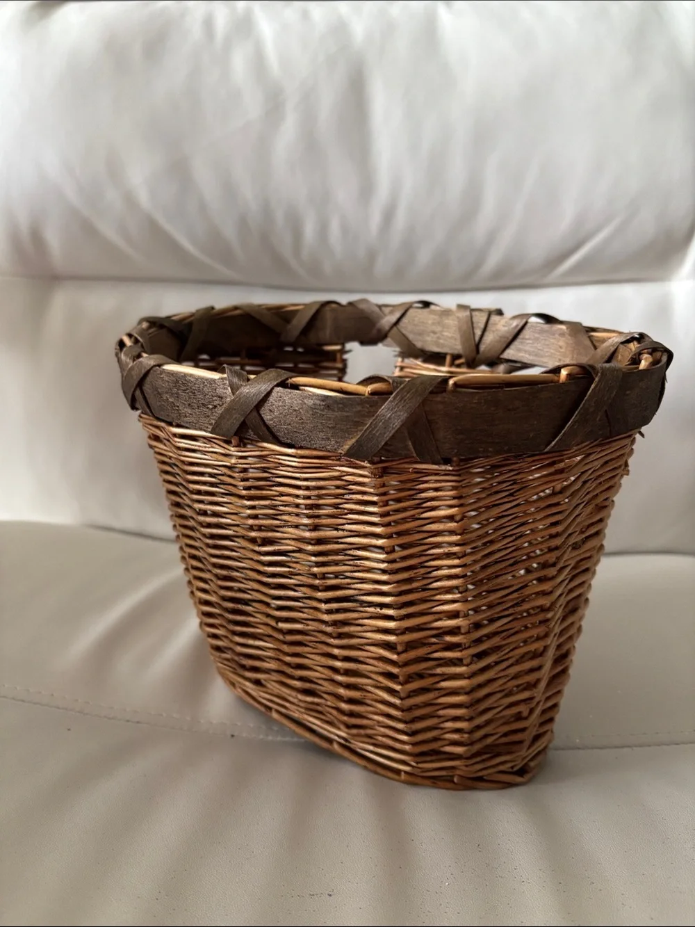Handwoven Wicker Accent Basket in Brown (for bike or home)